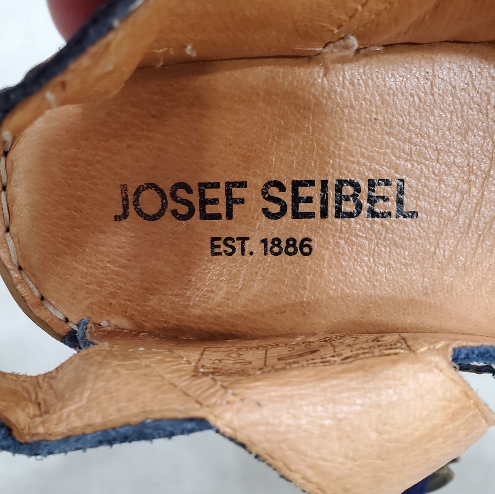Josef Seibel Blue Leather Mary Jane Flats with Buckle - Picture 11 of 12